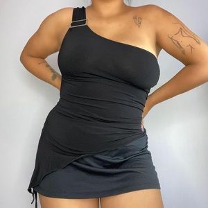 Vintage Y2k Black One Shoulder Blouse. A Symmetrical Blouse